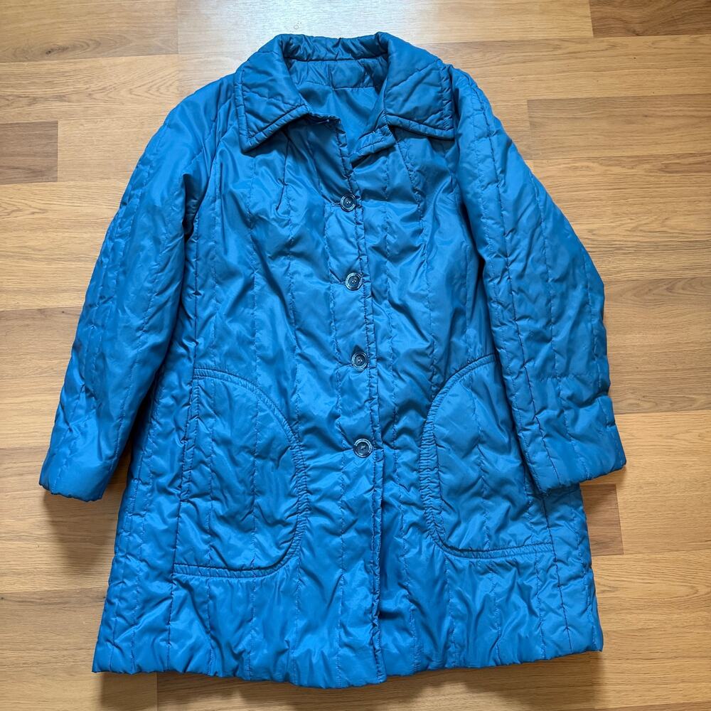 Women's Vintage 1970's White Bear of St. Paul Blue Puffer Parka Jacket Sz Large